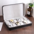 WATCH BOX DISPLAY CASE STORAGE ORGANISER 12 SLOT BLOCK LUXURY ZIPPERED TRAVELLERS BLACK PU LEATHER