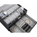 WATCH BOX DISPLAY CASE STORAGE ORGANISER 12 SLOT DIVISION SMOOTH PU LEATHER DOUBLE TIER JEWELRY BOX