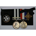 Group of four Order of St John Officer`s Breast Badge and Service Medal 6822 IM Ewart SJAB  EF