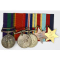 Group of five medals: 1939-45 Star, Africa Star, WM, ASM, GSM (1918-62) bar: Palestine EF
