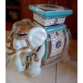 Ceramic Carved Elephant Stool