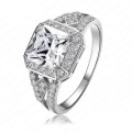 Exquisite Real 18K Platinum Plate Micro Inlay Clear 2ct AAA Cubic Zircon Size 7 in com gift box