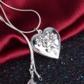 Elegant Silver Stamped 925 Heart Locket & Chain in Comp Gift Box