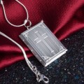 Elegant Silver Stamped 925 Square Craved Cross Locket & Chain