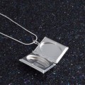 Elegant Silver Stamped 925 Square Craved Cross Locket & Chain