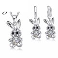 Extraordinary & Amazing Stamped 925 Bunny Cubic Zirconia Pendant & Hoop Earring Set with free Chain