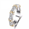 Elegant & Amazing!!!! Channel AAA CZ Ring with Golden Cross with Extraordinary Design- Size 8/Q/57mm