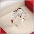 Stunning & Elegant Heart Shape Ring with Cr. Diamonds Accents - Size 7/O/55mm