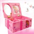 PINK BALLERINA KIDS MUSICAL BOX JEWELLERY & TRINKET MIRROR + PHOTO HOLDER