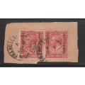 Bechuanaland 1d pair on piece cancelled Francistown Sep 11 17 as scans