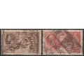 Great Britain 1934 re engraved seahorses 2/6 and 5/- as scans