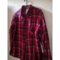 Red, black and grey checked warm winter shirt Size XL