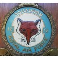 Rare Royal Air Force (RAF) Squadron 12 handpainted plaque queen`s crown