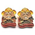 Vintage pair of New Zealand Pukekohe fire brigade lapel pin badges