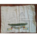 Large WW2-era West Yorkshire Regiment hand-embroidered insignia on cloth