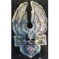 Vintage Harley Davidson flying skull Ride to Live, Live to Ride decal sticker