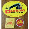 Lot of 3 vintage Oldham batteries decal stickers