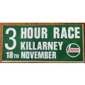 Unused motor racing advertising decal sticker for Killarney 3 hour race - 18 November 1972