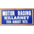 Unused motor racing advertising car decal sticker for Killarney 25 August 1973