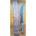 Well-used old police machete in Jabez Cliff of Walsall leather sheath 1934
