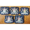 SA Navy lot of 5 very early warrant officer badges - possibly design samples