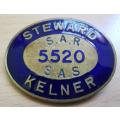 SA Railways 1973 enamelled Steward / Kelner badge - 5520