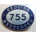SA Railways enamelled Bedding / Beddegoed badge - 755