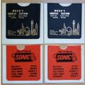 Lot of 4 vintage plastic pocket car sleeves - Sonic and Moag`s Service Station