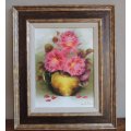 JEANETTE DYKMAN OIL ON BOARD - PINK ROSES