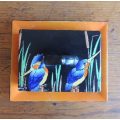 SHELLEY HAND PAINTED BUTTER DISH - KINGFISHERS - reduced for Christiane only