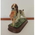 COCKER SPANIEL WITH PHEASANT IN MOUTH - MOUNTED ON WOODEN BASE