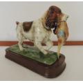 COCKER SPANIEL WITH PHEASANT IN MOUTH - MOUNTED ON WOODEN BASE