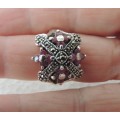 STERLING SILVER RING - NATURAL RUBIES AND MARCASITES