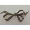 Marcasite Bow Brooches X 2 (one stamped SILVER)