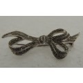 Marcasite Bow Brooches X 2 (one stamped SILVER)