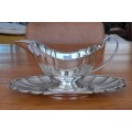 Large Silver Plated Gravy Boat on Stand