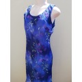 BLUE FLORAL CHIFFON DRESS (8) FULLY LINED