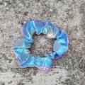 SCRUNCHIE - SHINY LIGHT BLUE and PEARL (SMALL)
