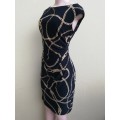 BLACK DRESS WITH GOLD PRINT - SMALL