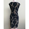 BLACK DRESS WITH GOLD PRINT - SMALL