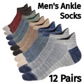 MENS ANKLE SOCKS - 12 PAIRS MOTTEE ZCONIA (NEW COLOR BLACK)