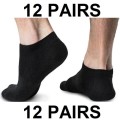 12 Pairs of Black Ankle Socks - Unisex