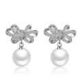 925 Silver Bow Knot Earrings with Pearl