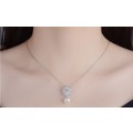 925 Silver Cubic Zirconia Flower and Hanging Pearl Necklace
