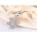 925 Silver Crystal Ice Flower Necklace