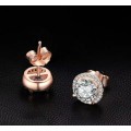 925 Silver Rose Gold Cubic Zirconia Stud Earings.