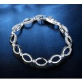 925 Silver Oval Link Cubic Zirconia Bracelet