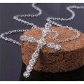 925 Silver Cubic Zircinia Cross Necklace