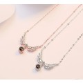 925 Silver Micro Zirconia Angel Wings Necklace