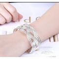 925 Silver Braided Open Cuff Bangle